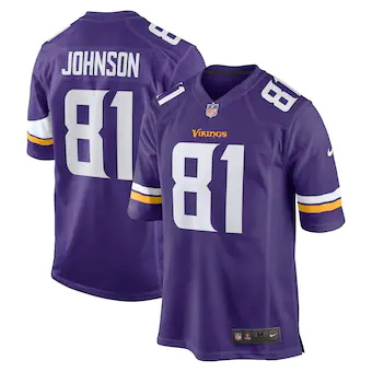 mens nike bisi johnson purple minnesota vikings game jersey
